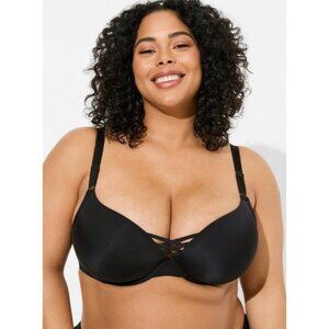 Torrid XO Plunge Push-Up Bra Black 360 Back Smoothing Underwire Criss Cross 40DD
